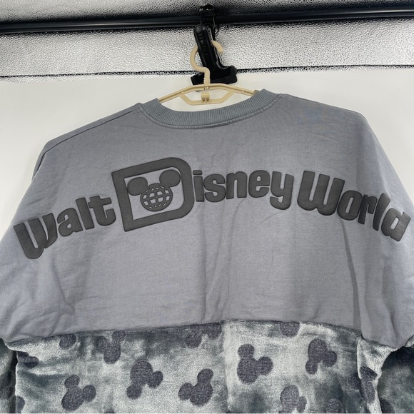 Walt Disney World Gray Velour Plush Spirit Jersey Pullover Sweatshirt Top - Picture 8 of 12